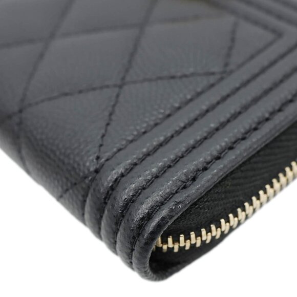 Chanel Boy Small Caviar Leather Zip Around Wallet Black - Picture 7 of 13